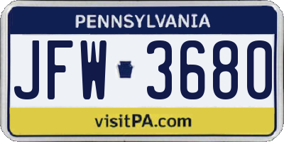 PA license plate JFW3680