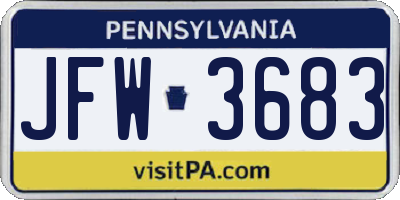 PA license plate JFW3683