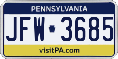 PA license plate JFW3685