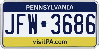 PA license plate JFW3686