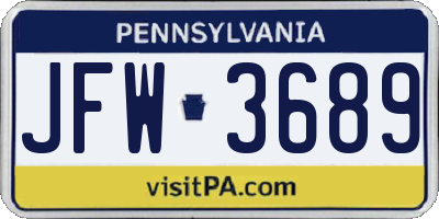 PA license plate JFW3689