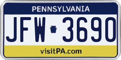 PA license plate JFW3690