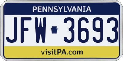 PA license plate JFW3693