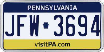 PA license plate JFW3694