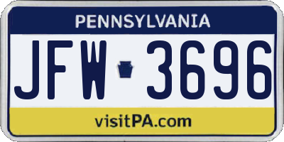 PA license plate JFW3696