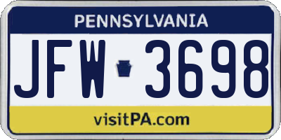 PA license plate JFW3698