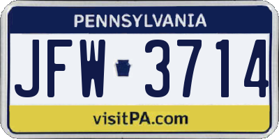 PA license plate JFW3714