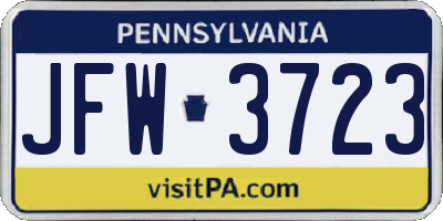PA license plate JFW3723