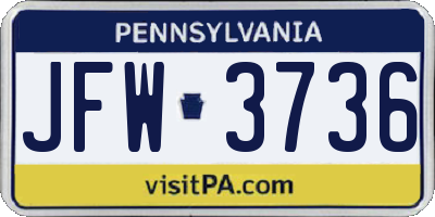 PA license plate JFW3736