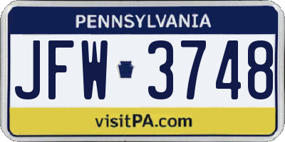 PA license plate JFW3748