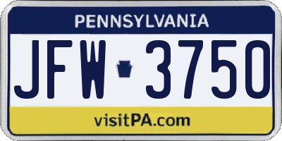 PA license plate JFW3750