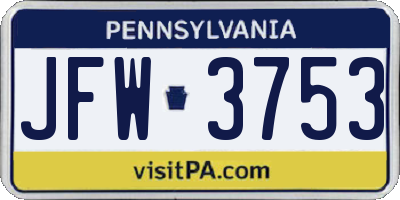 PA license plate JFW3753