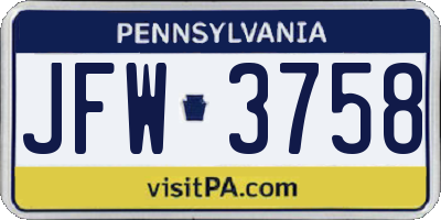PA license plate JFW3758