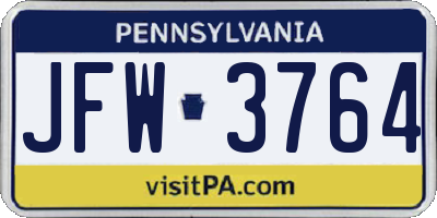 PA license plate JFW3764