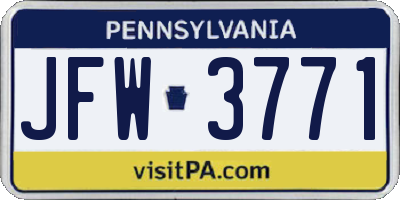 PA license plate JFW3771