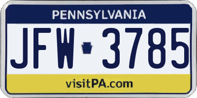 PA license plate JFW3785