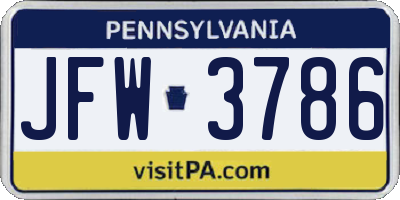 PA license plate JFW3786