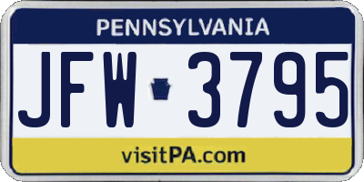 PA license plate JFW3795