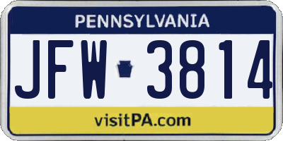 PA license plate JFW3814