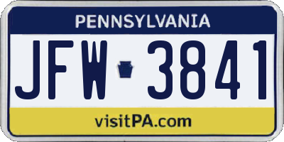 PA license plate JFW3841