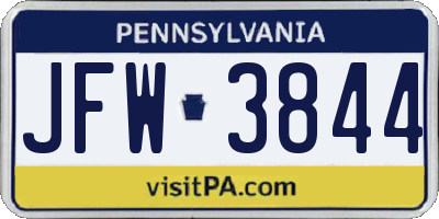 PA license plate JFW3844