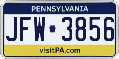 PA license plate JFW3856