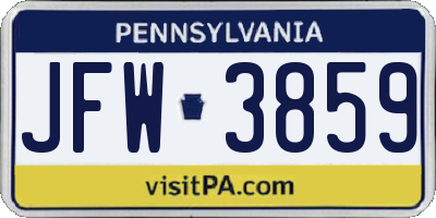 PA license plate JFW3859