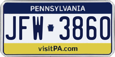 PA license plate JFW3860
