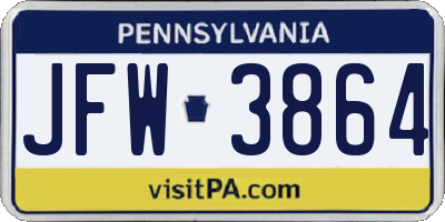PA license plate JFW3864