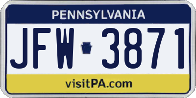 PA license plate JFW3871
