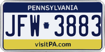 PA license plate JFW3883