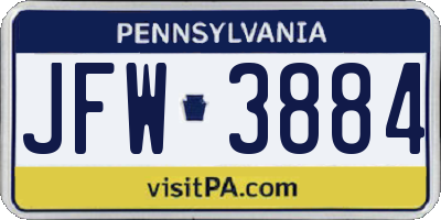 PA license plate JFW3884