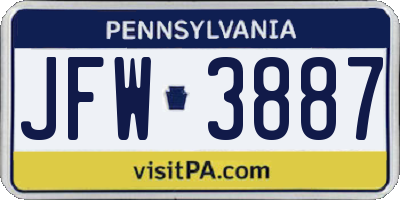 PA license plate JFW3887