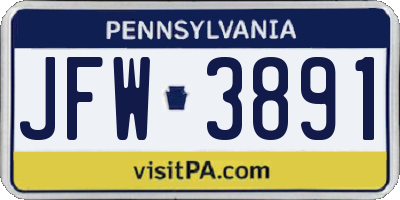 PA license plate JFW3891