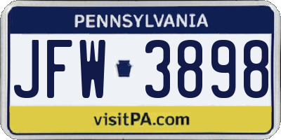 PA license plate JFW3898