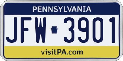 PA license plate JFW3901