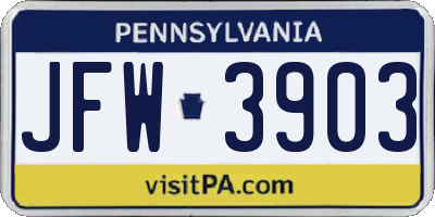 PA license plate JFW3903
