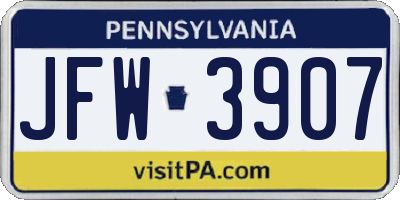 PA license plate JFW3907