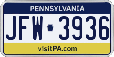 PA license plate JFW3936