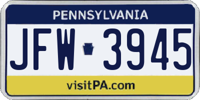 PA license plate JFW3945