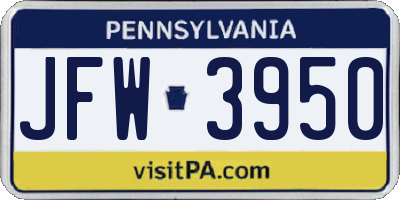 PA license plate JFW3950