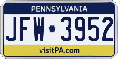PA license plate JFW3952
