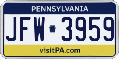 PA license plate JFW3959