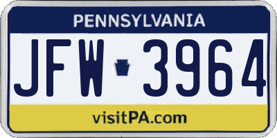PA license plate JFW3964