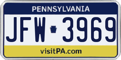 PA license plate JFW3969