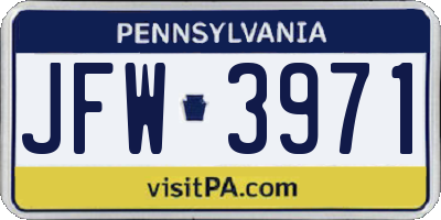 PA license plate JFW3971
