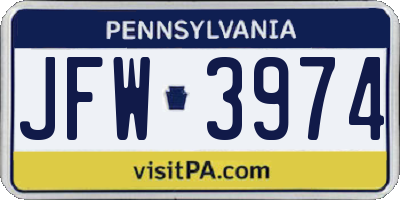 PA license plate JFW3974