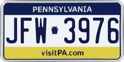 PA license plate JFW3976