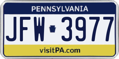 PA license plate JFW3977