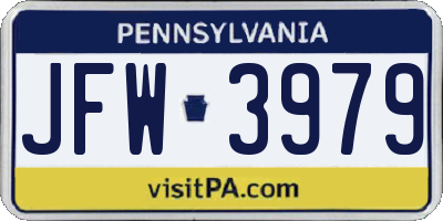 PA license plate JFW3979